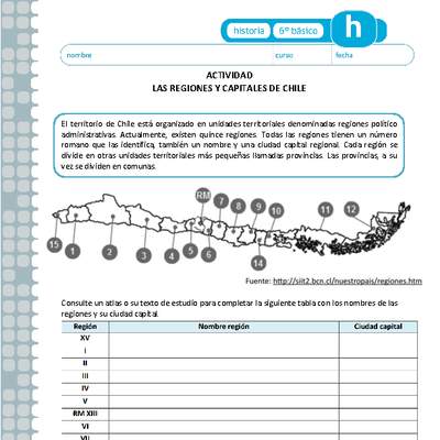 Las regiones y capitales de Chile