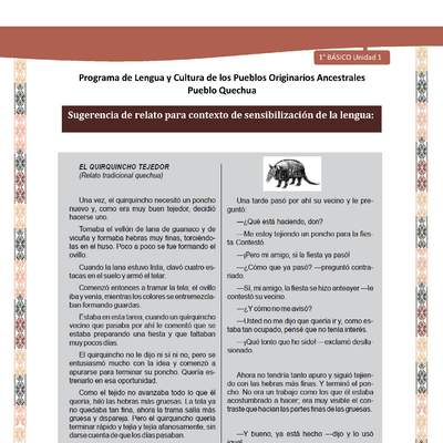 Orientaciones al docente - Relato EL QUIRQUINCHO TEJEDOR I