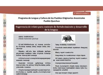 Orientaciones al docente - Relato AWAQ KHIRKINCHU