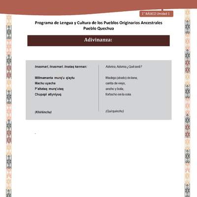 Orientaciones al docente - Adivinanza