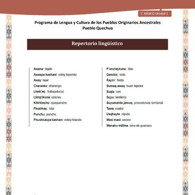 QUECHUA-LC01-U01-Orientaciones al docente - Repertorio lingüístico