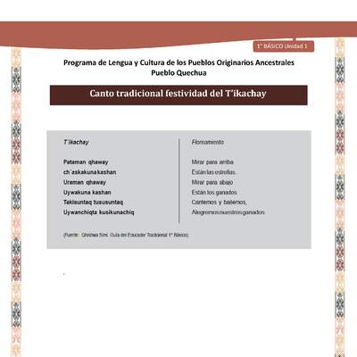 Orientaciones al docente - Canto tradicional