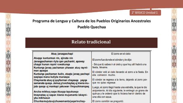 QUECHUA-LC02-U01-Orientaciones al docente - Relato tradicional