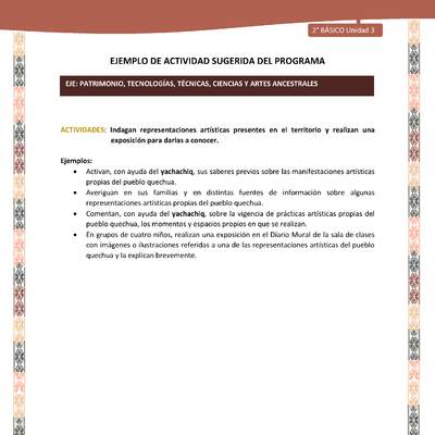 Actividad sugerida LC02 - Quechua - U3 - N°11: Indagan representaciones artísticas presentes en el territorio y realizan una exposición para darlas a conocer.