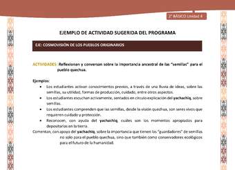 Actividad sugerida LC02 - Quechua - U4 - N°12: Reflexionan y conversan sobre la importancia ancestral de las “semillas” para el pueblo quechua.