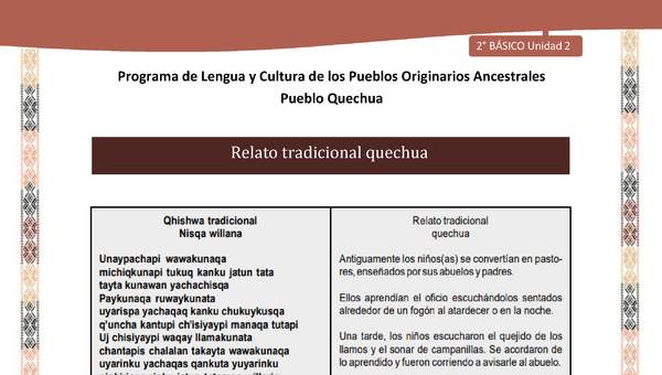 QUECHUA-LC02-U02-Orientaciones al docente - Relato tradicional quechua