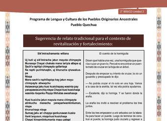 QUECHUA-LC02-U02-Orientaciones al docente - Relato El cuento de la hormiga II