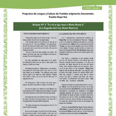 03-Orientaciones al docente - LC02 - Rapa nui - U1 - Relato Nº 3 “Te tu’u iŋa mai o Hotu Matu’a” (La llegada del rey Hotu Matu’a)