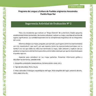 09-Orientaciones al docente - LC02 - Rapa nui - U1 - Sugerencia Actividad de Evaluación Nº 2