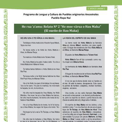 02-Orientaciones al docente - LC02 - Rapa nui - U1 - He rua ‘a’amu: Relato Nº 2 “He moe vārua o Hau Maka” (El sueño de Hau Maka)