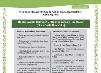 02-Orientaciones al docente - LC02 - Rapa nui - U1 - He rua ‘a’amu: Relato Nº 2 “He moe vārua o Hau Maka” (El sueño de Hau Maka)