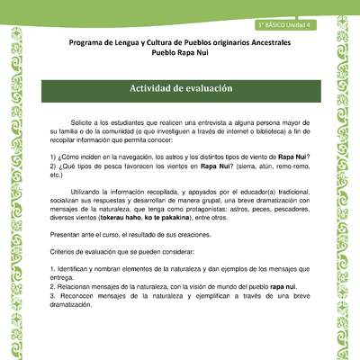 Orientaciones al docente - LC01-RAPANUI - U02 - Actividad de evaluación