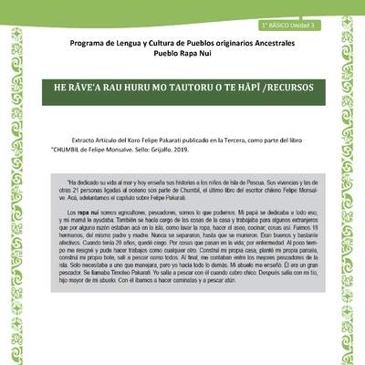 02-Orientaciones al docente - LC01-RAPANUI - U03 - HE RĀVE’A RAU HURU MO TAUTORU O TE HĀPĪ-RECURSOS