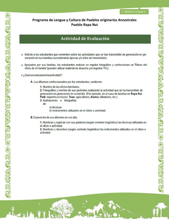 07-Orientaciones al docente - LC01-RAPANUI - U03 -  Actividad de Evaluación