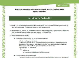 07-Orientaciones al docente - LC01-RAPANUI - U03 -  Actividad de Evaluación