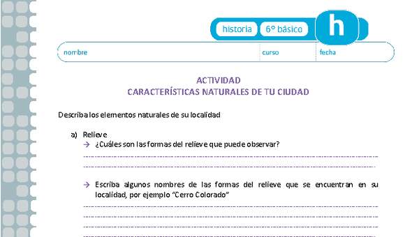 Características naturales de tu ciudad