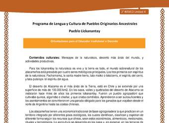 Orientaciones al docente - LC02 - Lickanantay - U4 - Contenidos culturales