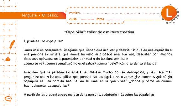 "Sopaipilla": taller de escritura creativa