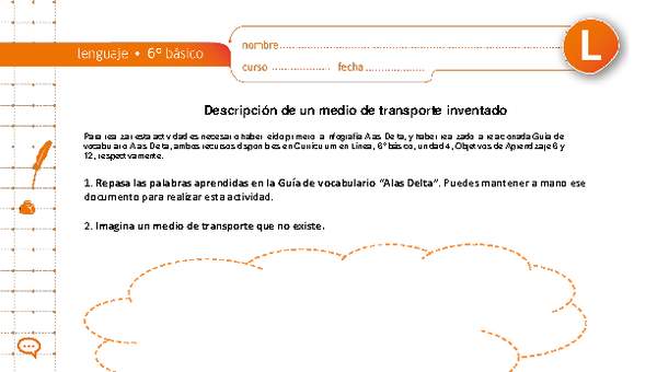 Descripción de un medio de transporte inventado