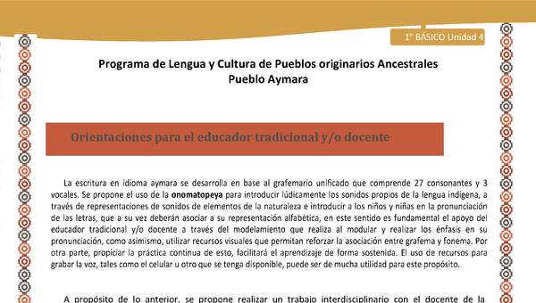 Orientaciones para el educador tradicional y/o docente