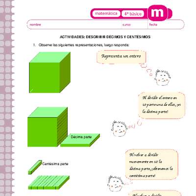 Describir décimos centésimos milésimos