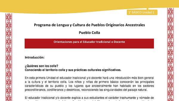 Orientaciones al docente - LC01 - Colla - U1 - Introducción