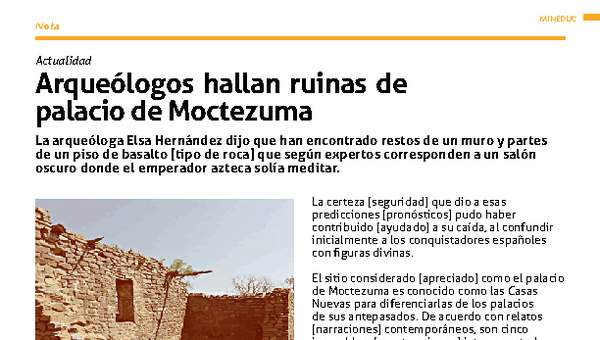 Arqueólogos hallan ruinas de palacio de Moctezuma