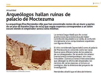 Arqueólogos hallan ruinas de palacio de Moctezuma