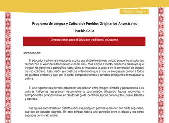 Orientaciones al docente - LC01 - Colla - U4 - Introducción