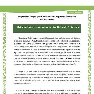 Orientaciones para el educador tradicional y/o docente