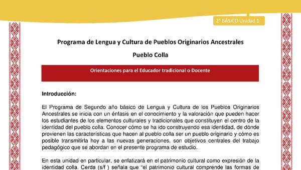 Orientaciones al docente - LC02 - Colla - U1 - Introducción