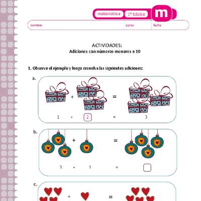 Adiciones con números menores a 10