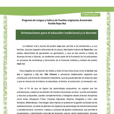 Orientaciones para el educador tradicional y/o docente