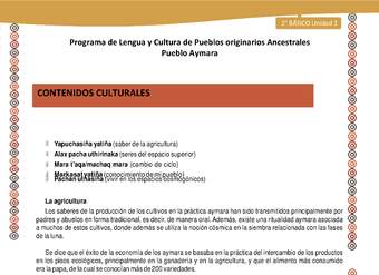 Orientaciones al docente - LC02 - Aymara - U01 - Contenidos culturales