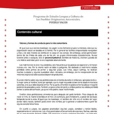 Contenido cultural: Valores y formas de conducta para la vida comunitaria