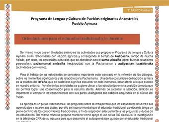  Orientaciones al docente - LC02 - Aymara - U03 - Introducción