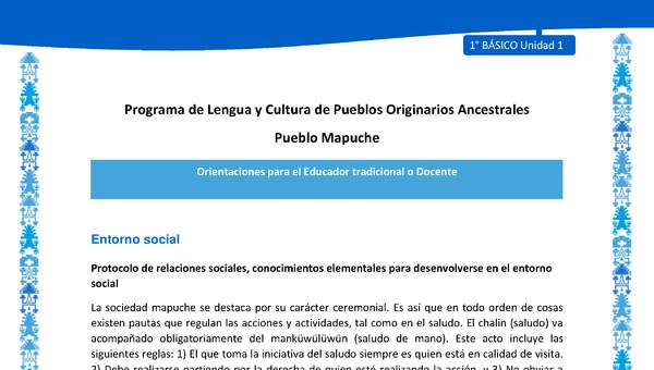 Orientaciones al docente - LC01 - Mapuche - U1 - Entorno social