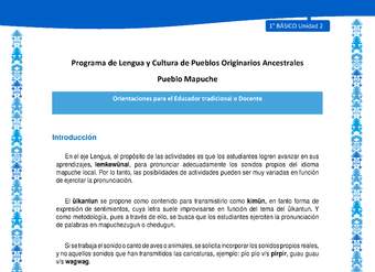 Orientaciones al docente - LC01 - Mapuche - U2 - Introducción