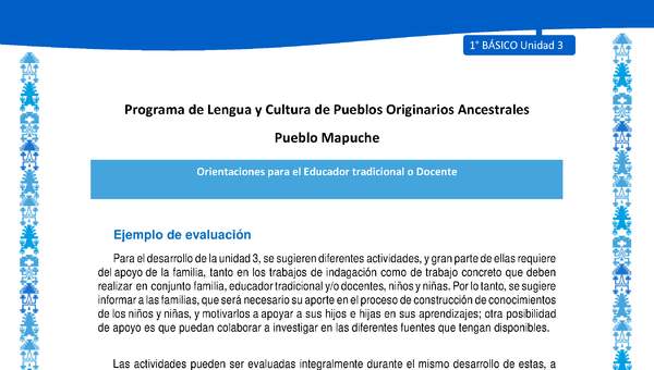 Orientaciones al docente - LC01 - Mapuche - U3 - Ejemplo de evaluación