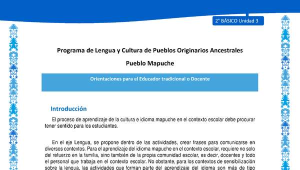 Orientaciones al docente - LC02 - Mapuche - U3 - Introducción