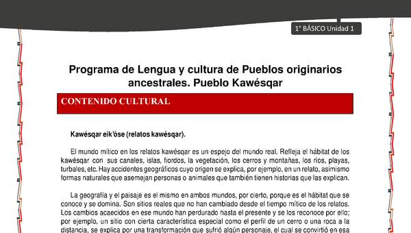 Orientaciones al docente - LC01 - Kawésqar - U1 - Contenidos culturales