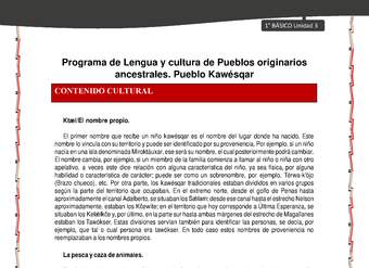 Orientaciones al docente - LC01 - Kawésqar - U3 - Contenido cultural