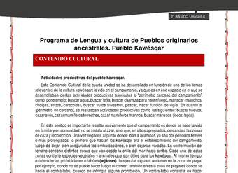 Orientaciones al docente - LC02 - Kawésqar - U4 - Contenido cultural