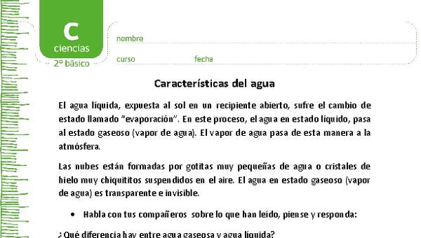 Características del agua