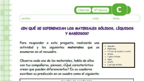 ¿En qué se diferencian los materiales sólidos, líquidos y gaseosos?