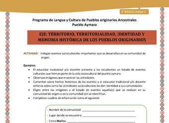 09-Actividad Sugerida LC03 U01-0A07-Indagan eventos socioculturales importantes que se desarrollan en su comunidad de origen.