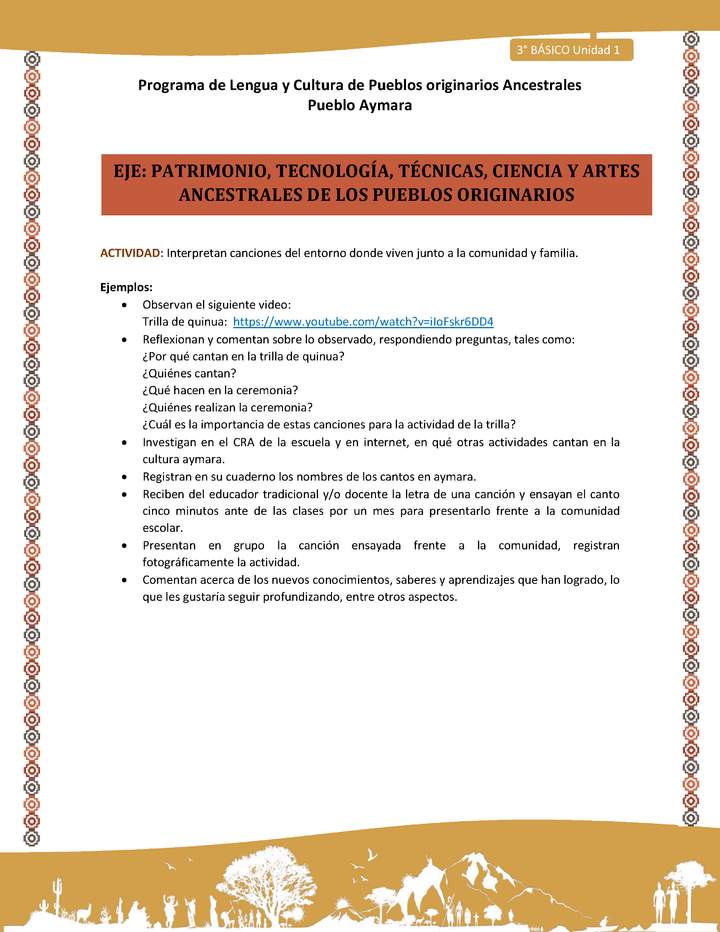 12-Actividad Sugerida LC03 U01-OA16-Interpretan canciones del entorno donde viven junto a la comunidad y familia.