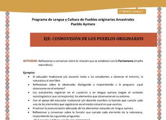 10-Actividad Sugerida LC03 U01-OA12-Reflexionan y conversan sobre la relaci+¦n que se establece con la Pachamama(madre naturaleza).