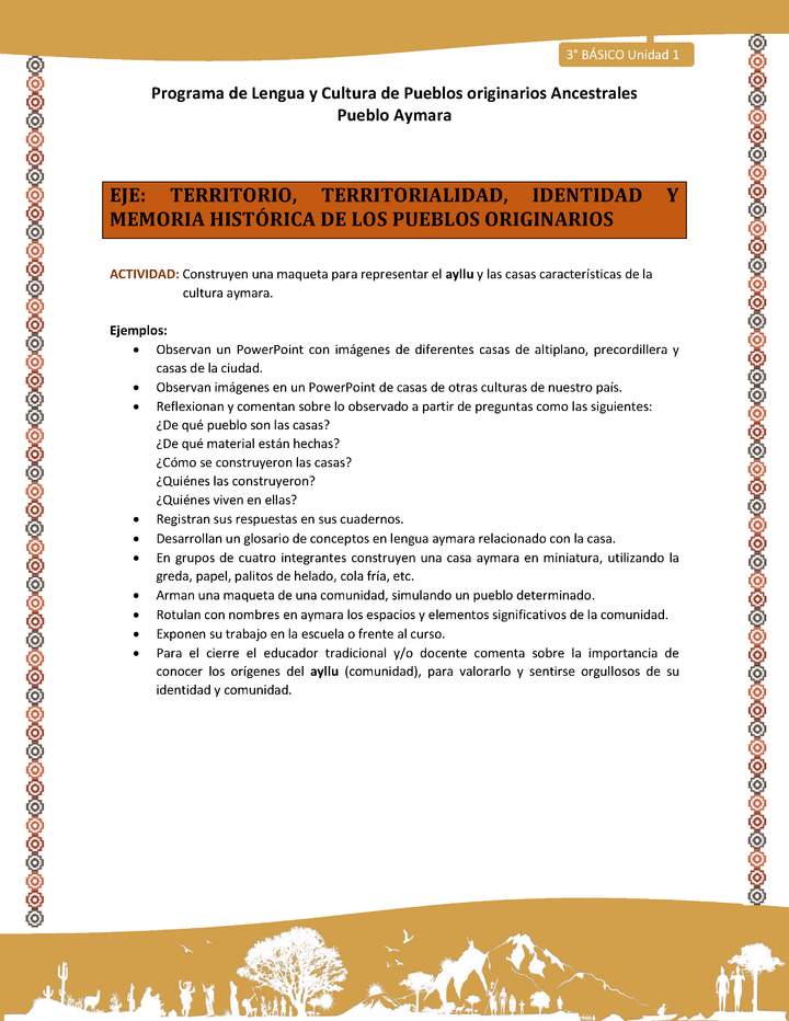 07-Actividad Sugerida LC03 U01-0A07-Construyen una maqueta para representar el ayllu y las casas caracter+¡sticas de la cultura aymara.