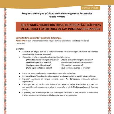 05-Actividad Sugerida LC03 U01-LF01-Crean una composici+¦n en lengua aymara relacionada con el esp+¡ritu de los carnavales.